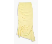 Draped ruched jersey maxi skirt - Yellow