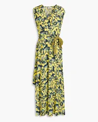 Diane von Furstenberg Gathered floral-print crepe midi dress - Yellow Yellow