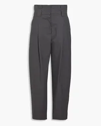 Brunello Cucinelli Pleated cotton-blend tapered pants - Gray Gray