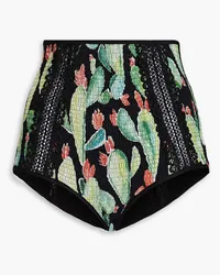 Charo Ruiz Shirred printed cotton-blend shorts - Black Black