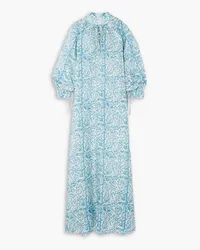 Hannah Mitchell tie-detailed floral-print silk coverup - Blue Blue