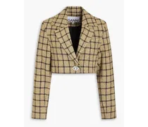 Cropped cotton-blend tweed blazer - Neutral