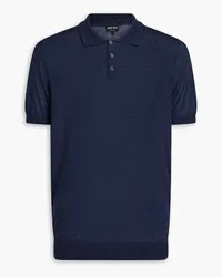 Giorgio Armani Silk, wool and cashmere-blend polo shirt - Blue Blue