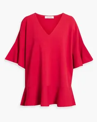 Valentino Garavani Stretch-ponte peplum top - Red Red