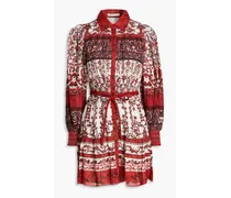 Alice Olivia - Tiffie printed cotton-mousseline mini shirt dress - Red