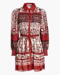 Alice + Olivia Alice Olivia - Tiffie printed cotton-mousseline mini shirt dress - Red Red