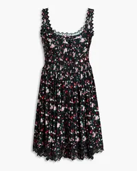 Paco Rabanne Floral-print broderie anglaise mini dress - Black Black