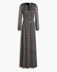 Mikael Aghal Gathered floral-print georgette maxi dress - Brown Brown