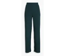 Ribbed wool-blend wide-leg pants - Green