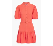 Tyanna belted gauze mini shirt dress - Orange