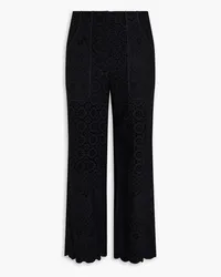 Veronica Beard Riggs broderie anglaise cotton straight-leg pants - Black Black