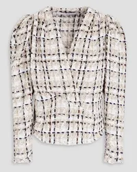 IRO Patria wrap-effect metallic tweed top - White White