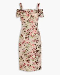 Dolce & Gabbana Cold-shoulder metallic floral-jacquard dress - Pink Pink