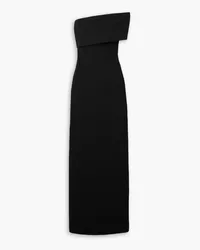 Solace London Lana asymmetric off-the-shoulder crepe gown - Black Black