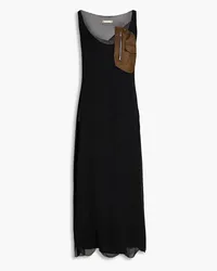 Maison Margiela Twill-trimmed georgette midi dress - Black Black