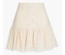 Claudelle ruffled broderie anglaise cotton mini skirt - Pink