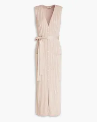 Temperley London Belted metallic ribbed-knit midi dress - Pink Pink