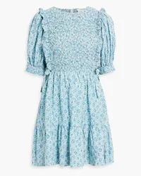 Sea Ida smocked floral-print cotton-voile mini dress - Blue Blue