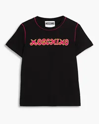 Moschino Embroidered cotton-jersey T-shirt - Black Black