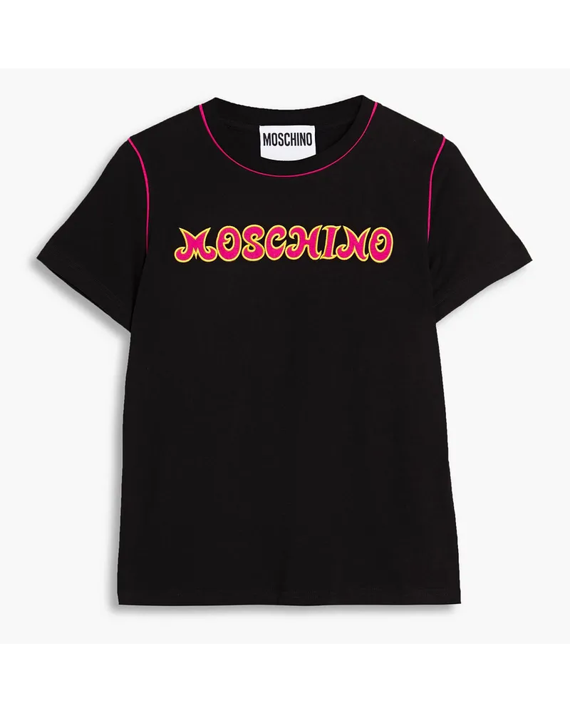 Moschino Embroidered cotton-jersey T-shirt - Black Black