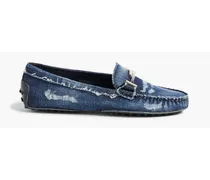 Distressed denim loafers - Blue