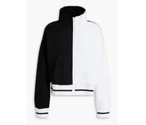 Two-tone French cotton-blend terry track jacket - Black