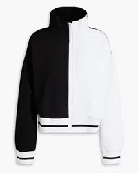 Solid and Striped Two-tone French cotton-blend terry track jacket - Black Black