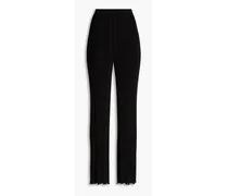 Ribbed-knit straight-leg pants - Black