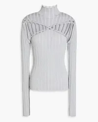 Dion Lee Cutout mélange ribbed-knit top - Gray Gray