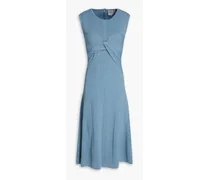 Twisted ribbed-knit midi dress - Blue