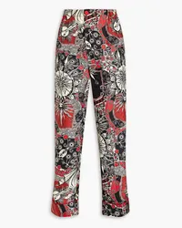 For Restless Sleepers Etere printed silk-twill straight-leg pants - Black Black