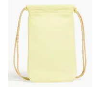 Embroidered leather shoulder bag - Yellow