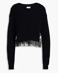 RED Valentino Point d'esprit-paneled ribbed wool sweater - Blue Blue