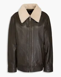 MUUBAA Shearling-trimmed leather jacket - Brown Brown