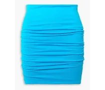 Ruched stretch-jersey mini skirt - Blue