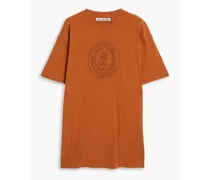 Embroidered cotton-jersey T-shirt - Brown