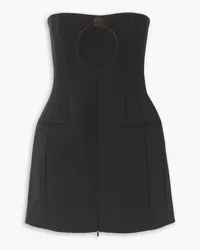 Ferragamo Strapless tulle-trimmed wool mini dress - Black Black