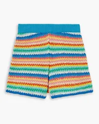 Alanui Over The Rainbow striped crocheted cotton shorts - Multicolor Multicolor