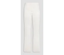 Wool and silk-blend crepe-satin flared pants - White
