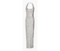 Sequined tulle halterneck gown - Metallic
