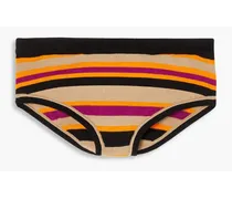 Striped knitted mid-rise briefs - Orange
