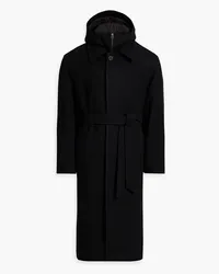 LE 17 SEPTEMBRE Belted wool-blend felt hooded coat - Black Black