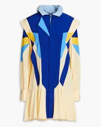 Stella McCartney Monica color-block silk crepe de chine mini dress - Blue Blue