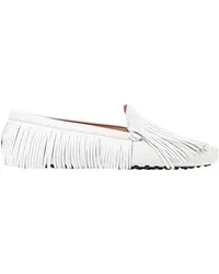 TOD'S Fringed leather loafers - White White