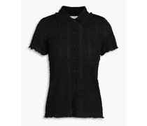 Smocked jersey shirt - Black