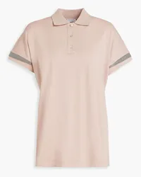 Brunello Cucinelli Bead-embellished cotton-jersey polo shirt - Pink Pink