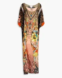 Camilla Embellished printed silk-crepe de chine kaftan - Orange Orange