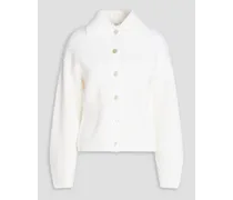 Ribbed cotton-blend cardigan - White