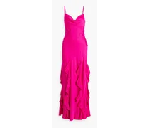 Kamila ruffled silk-blend satin gown - Pink
