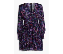 Reflex wrap-effect floral-print silk crepe de chine mini dress - Black